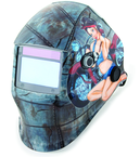 #41295 - Solar Powered Auto Darkening Welding Helment; Motorcycle Pin Up Girl Graphics - Top Tool & Supply