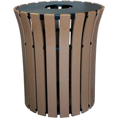 Trash Receptical Flared Poly Round 33 Gal-Cedar - Exact Industrial Supply