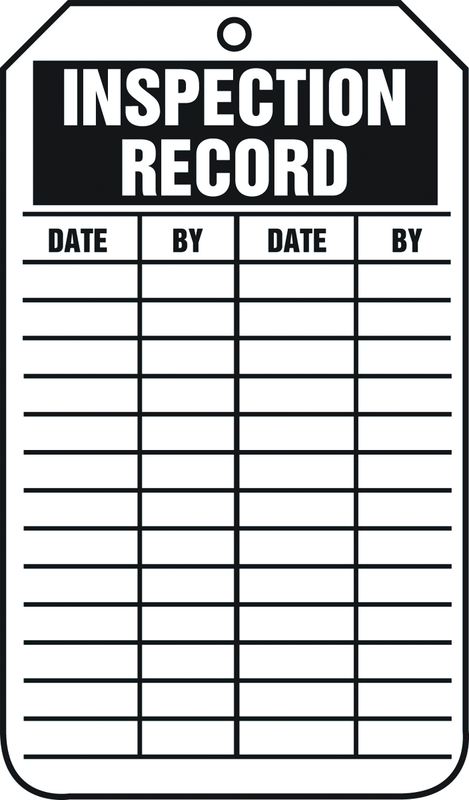 Inspection Record Tag, Inspection Record, 25/Pk, Plastic - Top Tool & Supply