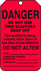 Scaffold Tag, Danger Do Not Use This Scaffold Keep Off, 25/Pk, Plastic - Top Tool & Supply