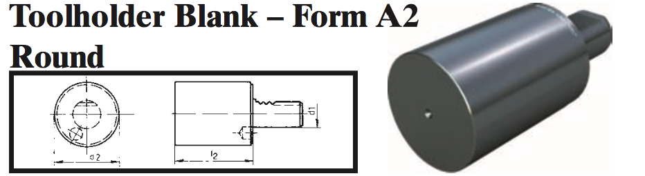 VDI Toolholder Blank - Form A2 Round - Part #: CNC86 B20.50.70 - Top Tool & Supply