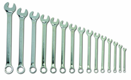 Snap-On/Williams Fractional Combination Wrench Set -- 15 Pieces; 12PT Satin Chrome; Includes Sizes: 5/16; 3/8; 7/16; 1/2; 9/16; 5/8; 11/16; 3/4; 13/16; 7/8; 15/16; 1; 1-1/16; 1-1/8; 1-1/4" - Top Tool & Supply