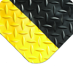 Diamond-Plate Select 19/16" x 2' x 3' Black/Yellow Work Mat - Top Tool & Supply