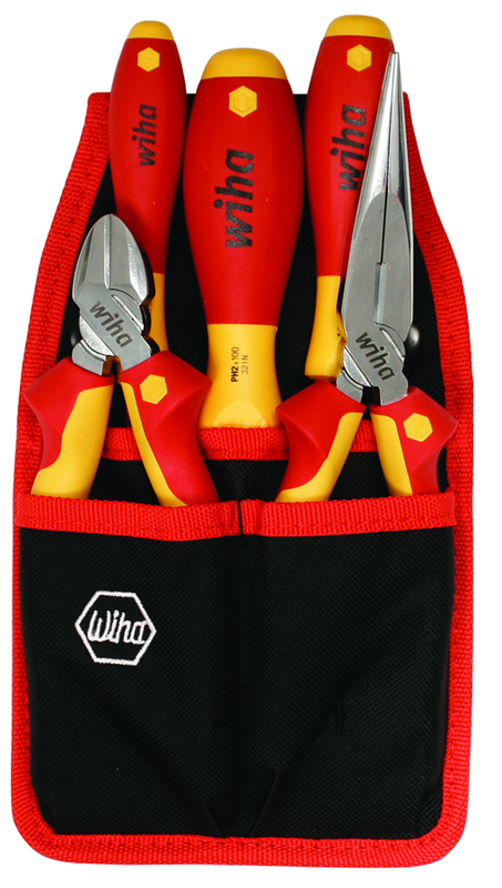 5 Piece - Insulated Belt Pack Pouch Set with 6.3" Diagonal Cutters; 8" Long Nose Pliers; Slotted 3.0; 4.5 and Phillips # 2 Screwdrivers in Belt Pack Pouch - Top Tool & Supply