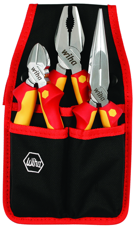 3 Piece - Insulated Belt Pack Pouch Set with 6.3" Diagonal Cutters; 8" Long Nose Pliers; 8" Combination Pliers in Belt Pack Pouch - Top Tool & Supply