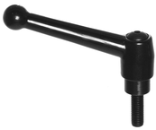 70551, Clamp Lever Size 5 Zinc Ball Style with Steel Stud Insert 1/2-13 x 1.57, Screw and Spring - Top Tool & Supply