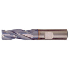 ‎7/16″ × 7/16″ × 1″ × 2-1/2″ RHS / RHC Solid Carbide 3-Flute Square End High-Performance End Mill for Steel and Stainless Steel - Bright - Exact Industrial Supply