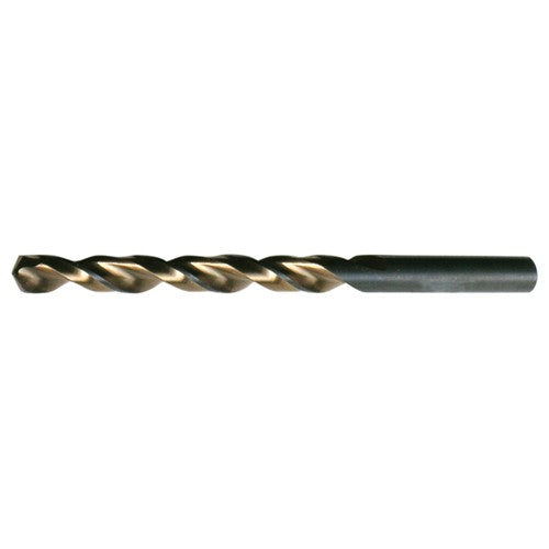 25/64 RHS / RHC HSS 135 Degree Split Point Heavy Duty Parabolic Jobber Length Drill - Black & Gold - Exact Industrial Supply