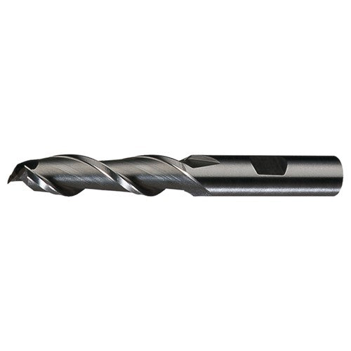 ‎7/16″ × 3/8″ × 1″ × 2-11/16″ RHS / RHC HSS HSS Single End 2-Flute Center Cutting High Helix Finishing End Mill - Bright - Exact Industrial Supply