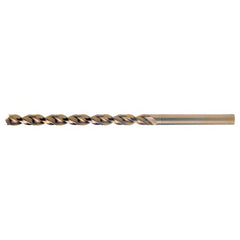 3.50mm RHS / RHC HSS-CO 8% (M42) 135 Degree Split Point Q-Cobalt Wide Land Parabolic Taper Length Drill - Straw / Gold Oxide - Exact Industrial Supply