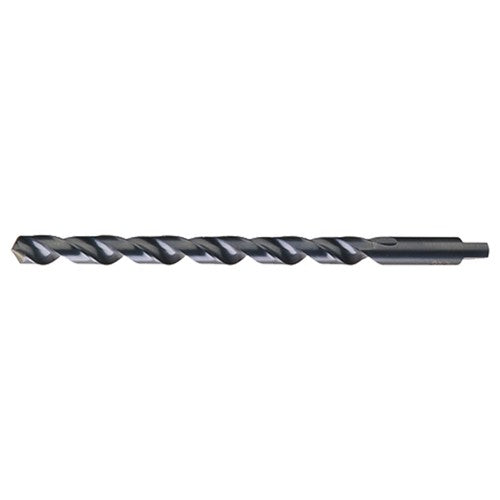 17/32 RHS / RHC HSS 118 Degree Notched Point Heavy Duty Taper Length with Automotive Tanged Shank Drill - Steam Oxide - Exact Industrial Supply