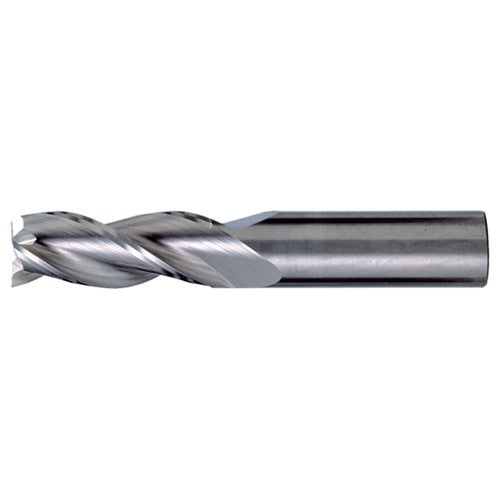 ‎7/16″ × 7/16″ × 1″ × 2-1/2″ RHS / RHC Solid Carbide 3-Flute Square End High-Performance End Mill for Aluminum - Bright - Exact Industrial Supply