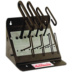 10 Piece - 3/32 - 3/8" T-Handle Style - 9'' Arm- Hex Key Set with Plain Grip in Stand - Top Tool & Supply