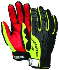 Predator Hi-Vis, Synthetic Palm, Tire Tread TPR Coating Gloves - Size Medium - Top Tool & Supply