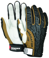 Predator Foam Padded Cow Grain Leather Palm, Tire Tread TPR Coating Gloves - Size Large - Top Tool & Supply