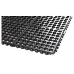 3' x 3' x 5/8" Thick Drainage Mat - Black - Grit Coated - Top Tool & Supply