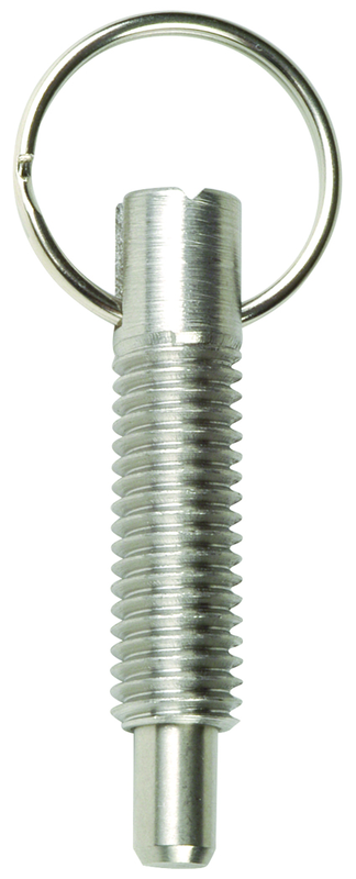 Hand Retractable Spring Plunger with Pull Ring - .75 lbs Initial End Force, 3 lbs Final End Force (3/8-16 Thread) - Top Tool & Supply