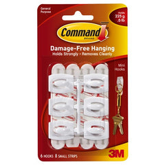 Command Mini White Hooks with White Strips 17006ES - Exact Industrial Supply