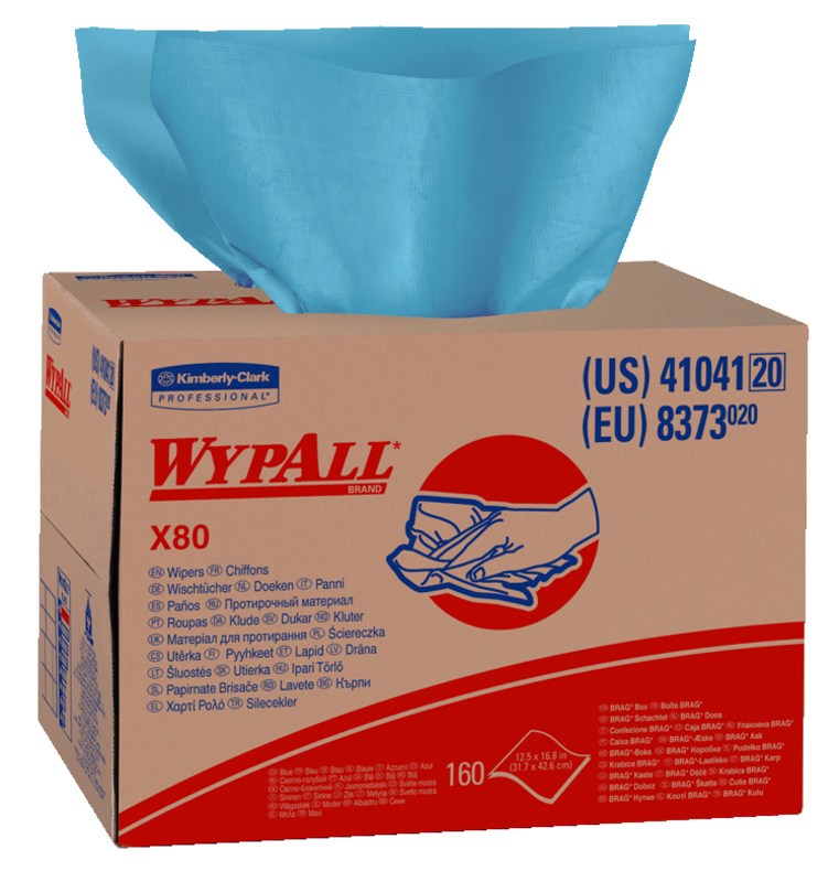 12.5 x 16.8'' - Package of 160 - WypAll X80 Brag Box - Top Tool & Supply